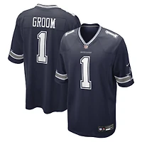 Men's Nike Number 1 Groom Navy Dallas Cowboys Game Jersey