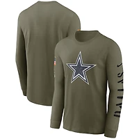 Nike Olive Dallas Cowboys 2022 Salute To Service - T-shirt à manches longues avec logo de l'équipe pour homme