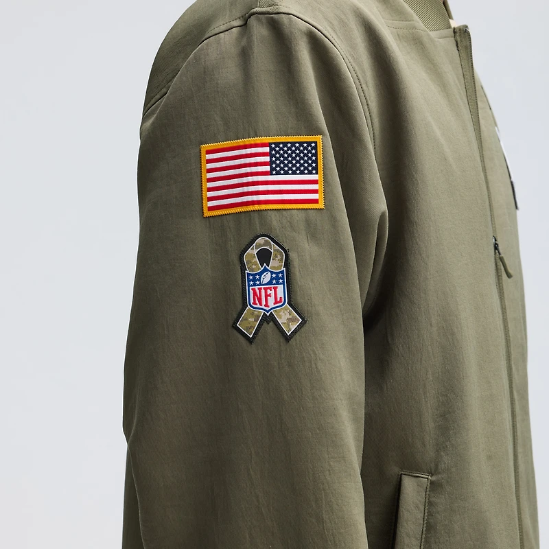 Men's Nike Olive Dallas Cowboys 2025 Salute to Service Sideline Full-Zip Bomber Jacket