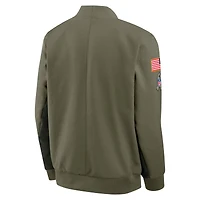 Veste aviateur Nike olive Dallas Cowboys 2025 Salute to Service Sideline entièrement zippée pour homme