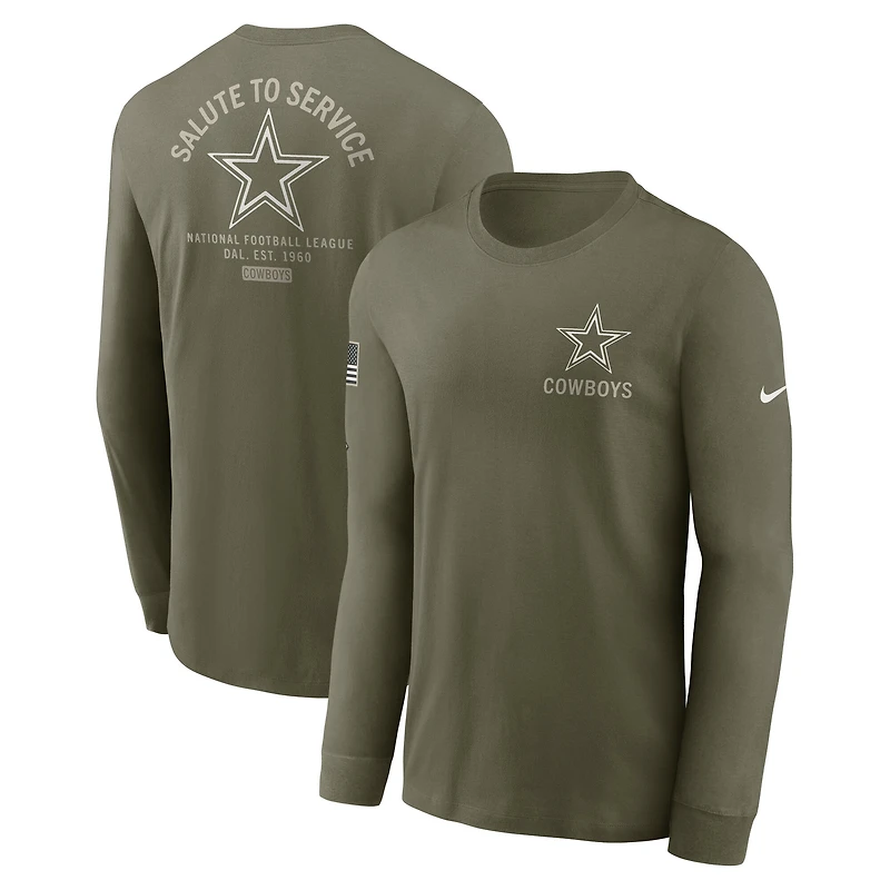 T-shirt Nike olive à manches longues Dallas Cowboys 2025 Salute to Service pour homme