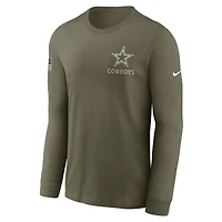 T-shirt Nike olive à manches longues Dallas Cowboys 2025 Salute to Service pour homme