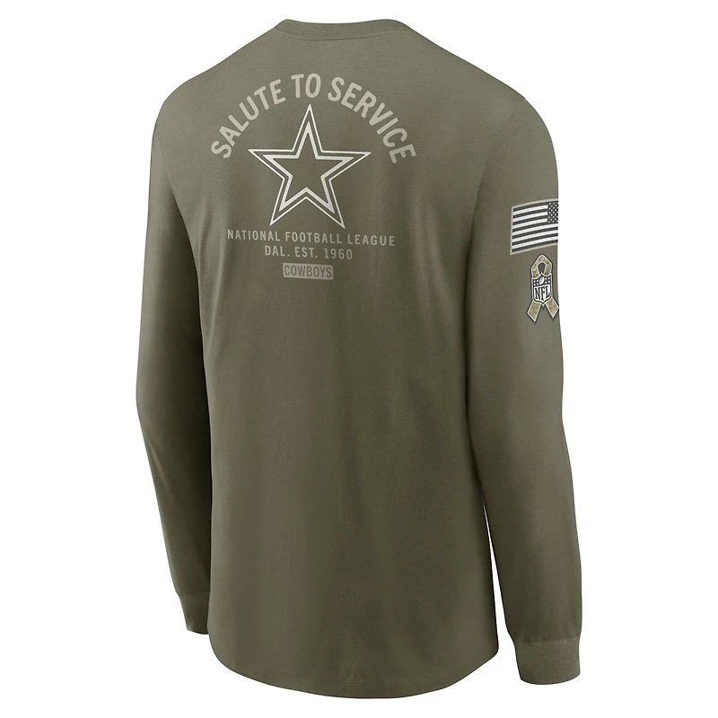 Men's Nike Olive Dallas Cowboys 2025 Salute to Service Sideline Long Sleeve T-Shirt