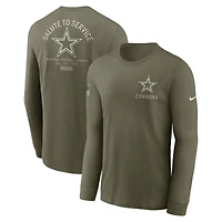 Men's Nike Olive Dallas Cowboys 2025 Salute to Service Sideline Long Sleeve T-Shirt