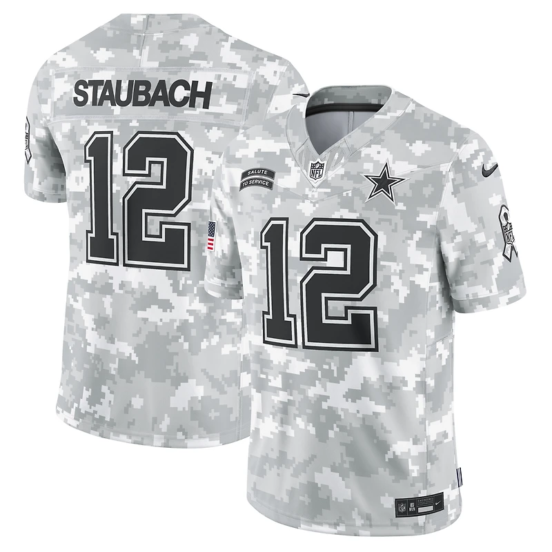 Maillot Nike Roger Staubach Arctic Camo Dallas Cowboys 2024 Salute to Service Retired Player Limited pour homme
