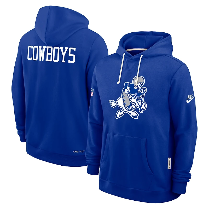 Sweat à capuche Nike Royal Dallas Cowboys 2025 Sideline Standard Issue Alt Pack Dri-FIT pour homme