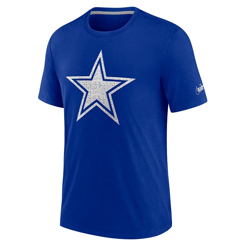 T-shirt triple mélange Nike Royal Dallas Cowboys Playback Logo pour homme
