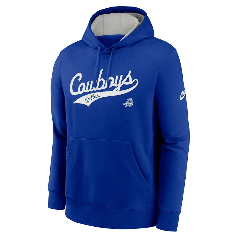 Sweat à capuche Nike Royal Dallas Cowboys Rewind Club Logo pour homme