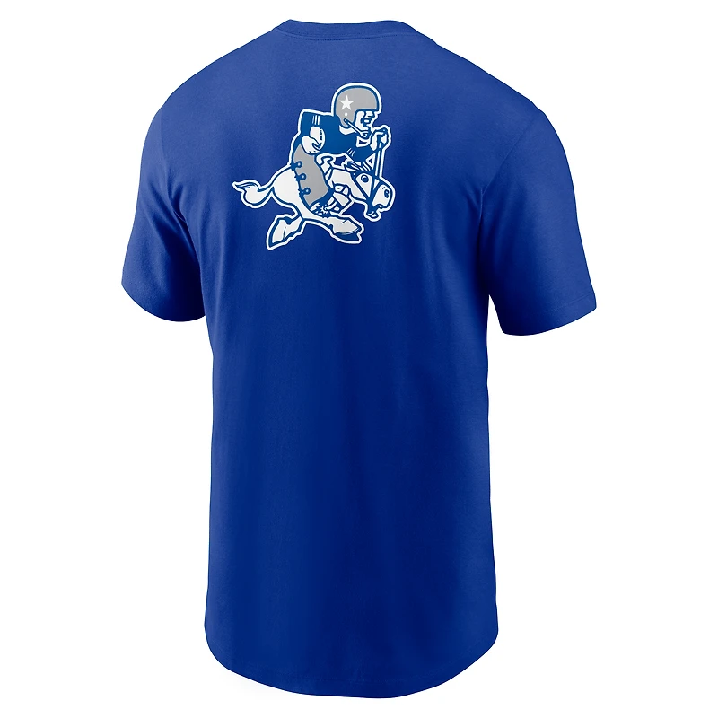 T-shirt Nike Royal Dallas Cowboys Rewind pour homme, coupe avant et arrière, essentiel