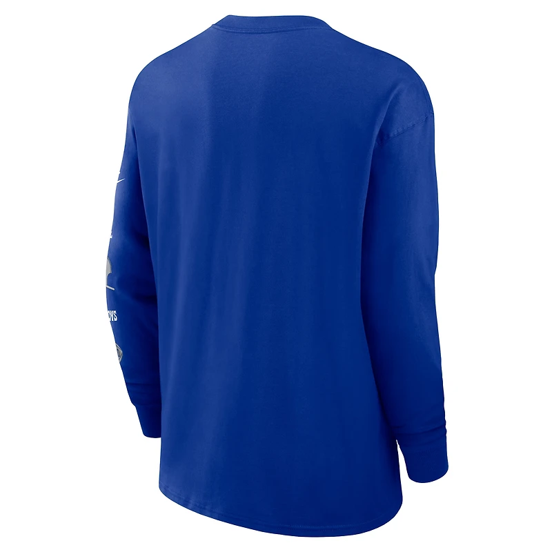 T-shirt Nike Royal Dallas Cowboys Rewind Heavy Max90 à manches longues et poches pour homme