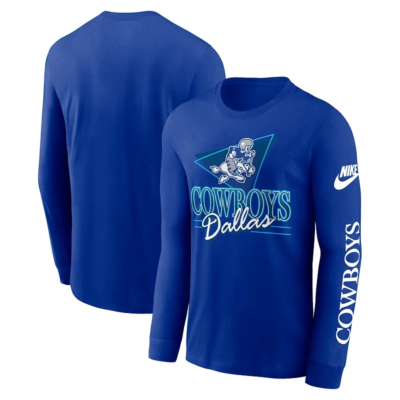 T-shirt à manches longues Nike Royal Dallas Cowboys Rewind pour homme
