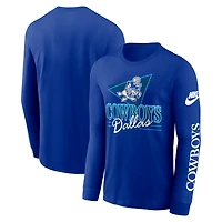 T-shirt à manches longues Nike Royal Dallas Cowboys Rewind pour homme