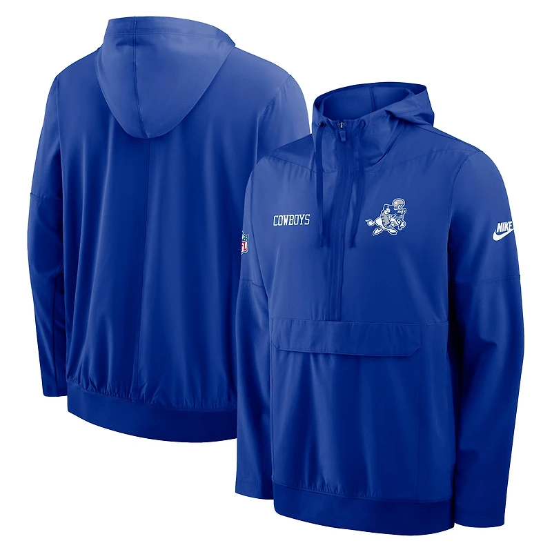 Men's Nike Royal Dallas Cowboys Sideline Alt Pack Anorak Half-Zip Hoodie Jacket
