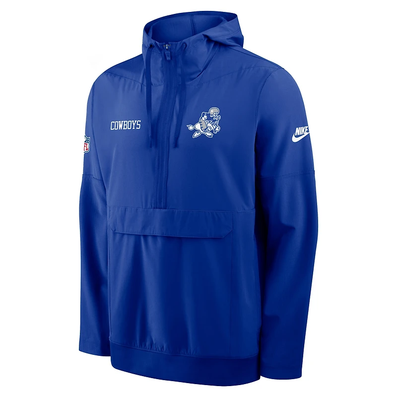 Men's Nike Royal Dallas Cowboys Sideline Alt Pack Anorak Half-Zip Hoodie Jacket