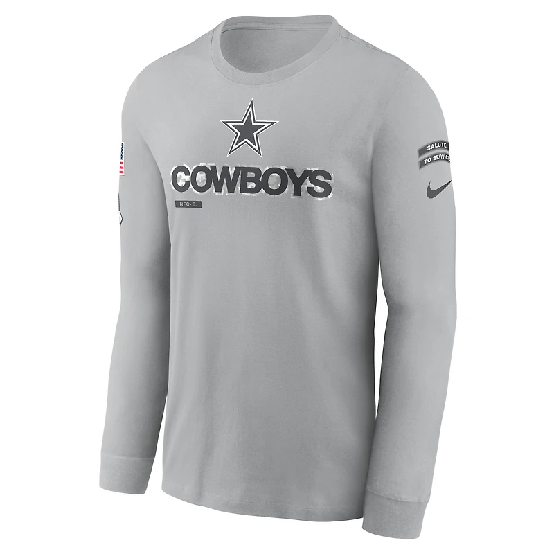 Men's Nike Silver Dallas Cowboys 2024 Salute To Service Long Sleeve T-Shirt