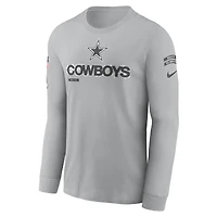 Men's Nike Silver Dallas Cowboys 2024 Salute To Service Long Sleeve T-Shirt