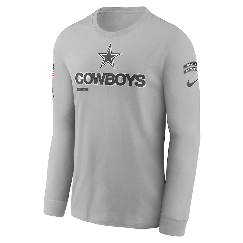 Men's Nike Silver Dallas Cowboys 2024 Salute To Service Long Sleeve T-Shirt