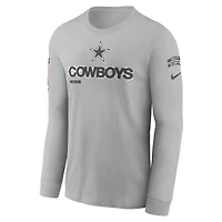 Men's Nike Silver Dallas Cowboys 2024 Salute To Service Long Sleeve T-Shirt
