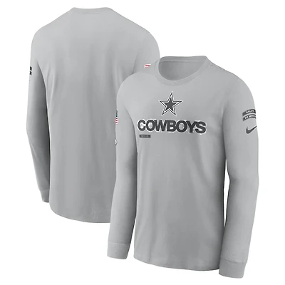 Men's Nike Silver Dallas Cowboys 2024 Salute To Service Long Sleeve T-Shirt