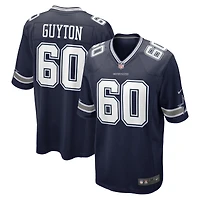 Maillot de jeu Nike Tyler Guyton bleu marine pour homme des Cowboys Dallas