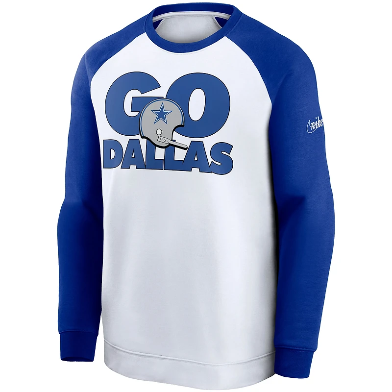 Sweat-shirt à capuche pour casque Nike Dallas Cowboys Fan Gear Throwback Go homme - Blanc/Royal