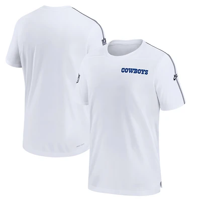 T-shirt Nike blanc Dallas Cowboys 2024 Sideline Coach UV Performance pour homme