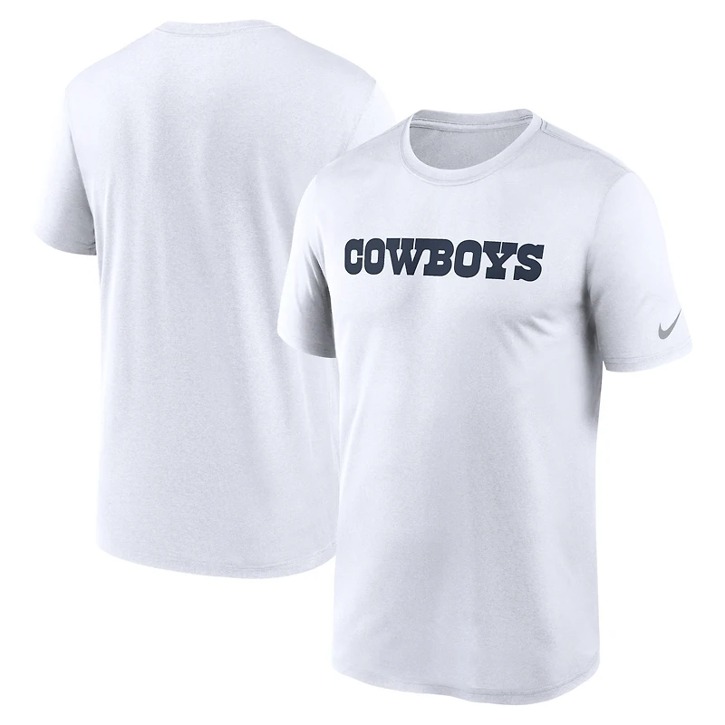T-shirt Nike Dallas Cowboys Legend Wordmark Performance pour homme - Blanc