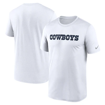 T-shirt Nike Dallas Cowboys Legend Wordmark Performance pour homme - Blanc