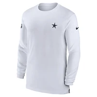 T-shirt à manches longues Nike Dallas Cowboys Sideline Coach Performance pour homme, blanc