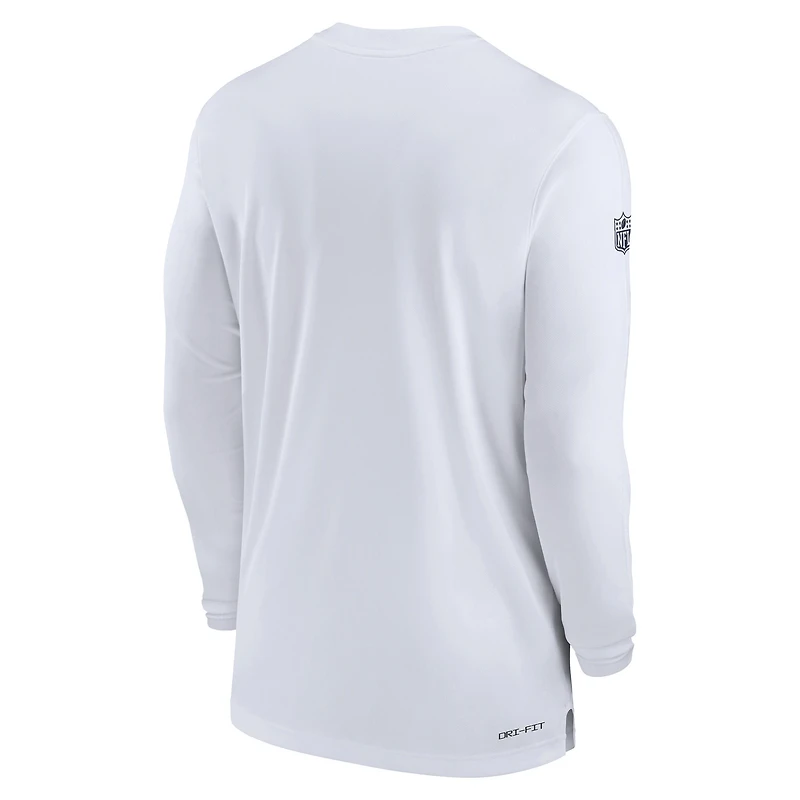 T-shirt à manches longues Nike Dallas Cowboys Sideline Coach Performance pour homme, blanc