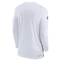 T-shirt à manches longues Nike Dallas Cowboys Sideline Coach Performance pour homme, blanc