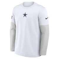 Men's Nike White Dallas Cowboys Sideline Coach Therma-FIT Long Sleeve T-Shirt