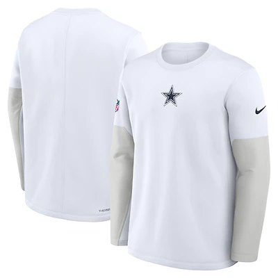 T-shirt Nike blanc à manches longues Therma-FIT pour homme, Dallas Cowboys
