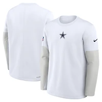 T-shirt Nike blanc à manches longues Therma-FIT pour homme, Dallas Cowboys