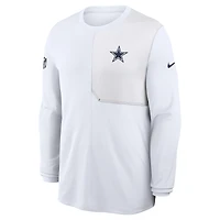 Men's Nike White Dallas Cowboys Sideline Coach UV Dri-FIT Long Sleeve Shirt