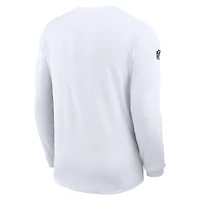 Maillot Nike blanc à manches longues Sideline Coach Dri-FIT pour homme des Cowboys de Dallas