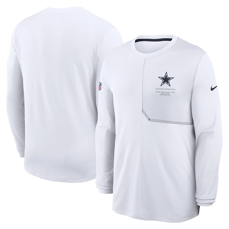 Men's Nike  Navy Dallas Cowboys Sideline Coaches UV Dri-FIT Long Sleeve Shirt