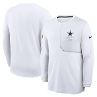 Men's Nike  Navy Dallas Cowboys Sideline Coaches UV Dri-FIT Long Sleeve Shirt