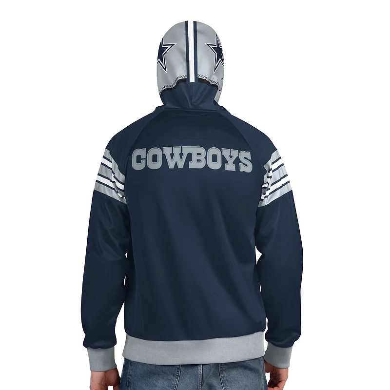 Men's Pro Player Navy/Gray Dallas Cowboys Helmet Full-Zip Hooded Track Jacket