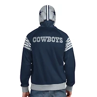 Men's Pro Player Navy/Gray Dallas Cowboys Helmet Full-Zip Hooded Track Jacket
