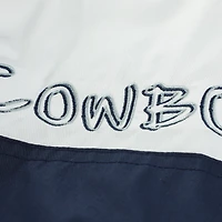 Veste à capuche zippée intégrale Dallas Cowboys bleu marine/argentée pour homme, modèle Pro Player, avec rembourrage en polyester et épaules dénudées.