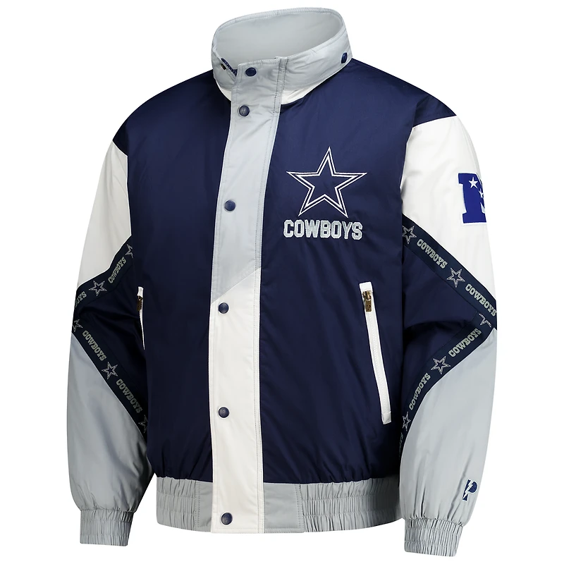 Veste à capuche zippée intégrale Dallas Cowboys bleu marine/argent pour homme