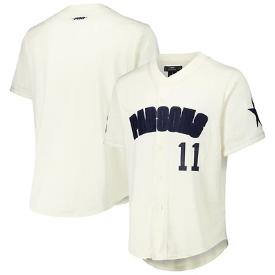 Men's Pro Standard Micah Parsons Cream Dallas Cowboys Name & Number Triple Tonal Button-Up Baseball Jersey