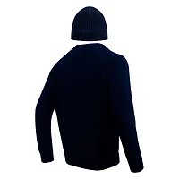 Pull à col rond et chapeau en tricot revers Pro Standard pour hommes, bleu marine, Dallas Cowboys, coffret cadeau