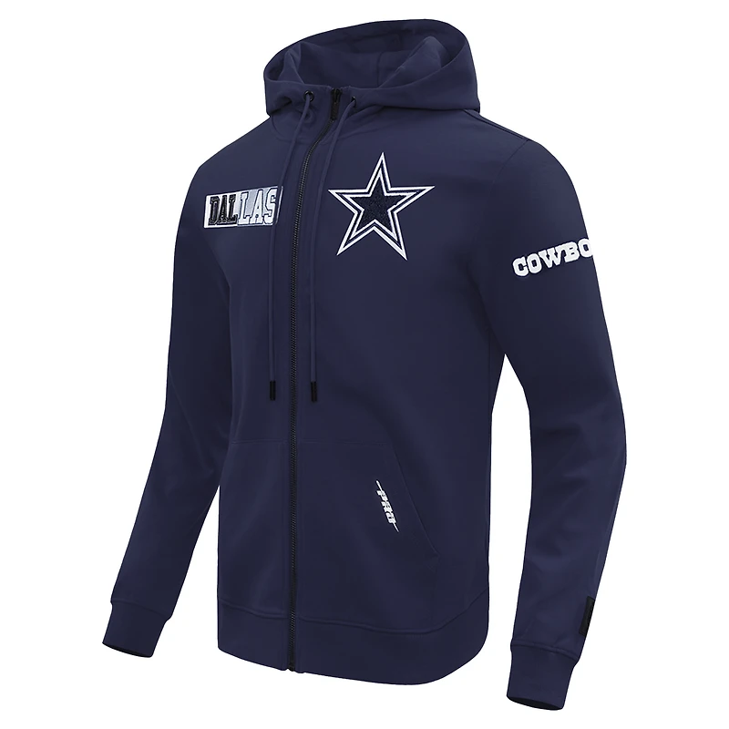 Men's Pro Standard  Navy Dallas Cowboys Split Logo Double Knit Full-Zip Hoodie