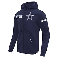 Men's Pro Standard  Navy Dallas Cowboys Split Logo Double Knit Full-Zip Hoodie