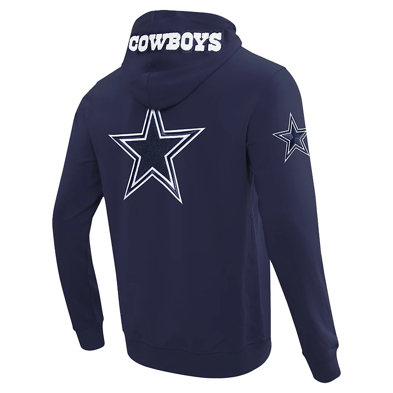 Sweat à capuche zippé en tricot double avec logo fendu Pro Standard bleu marine pour homme des Cowboys de Dallas