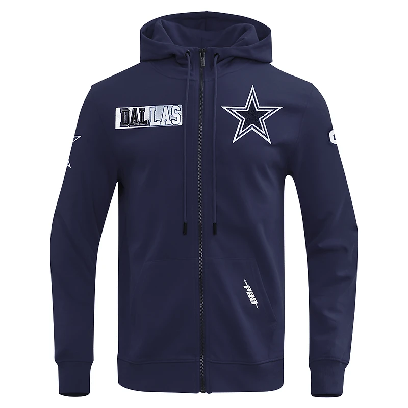 Men's Pro Standard  Navy Dallas Cowboys Split Logo Double Knit Full-Zip Hoodie