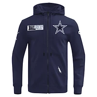 Men's Pro Standard  Navy Dallas Cowboys Split Logo Double Knit Full-Zip Hoodie