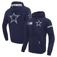 Sweat à capuche zippé en tricot double avec logo fendu Pro Standard bleu marine pour homme des Cowboys de Dallas